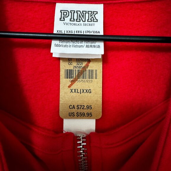 PINK Victoria's Secret Full Zip Top Size XXL New With Tags Glitter Logo - Picture 7 of 7